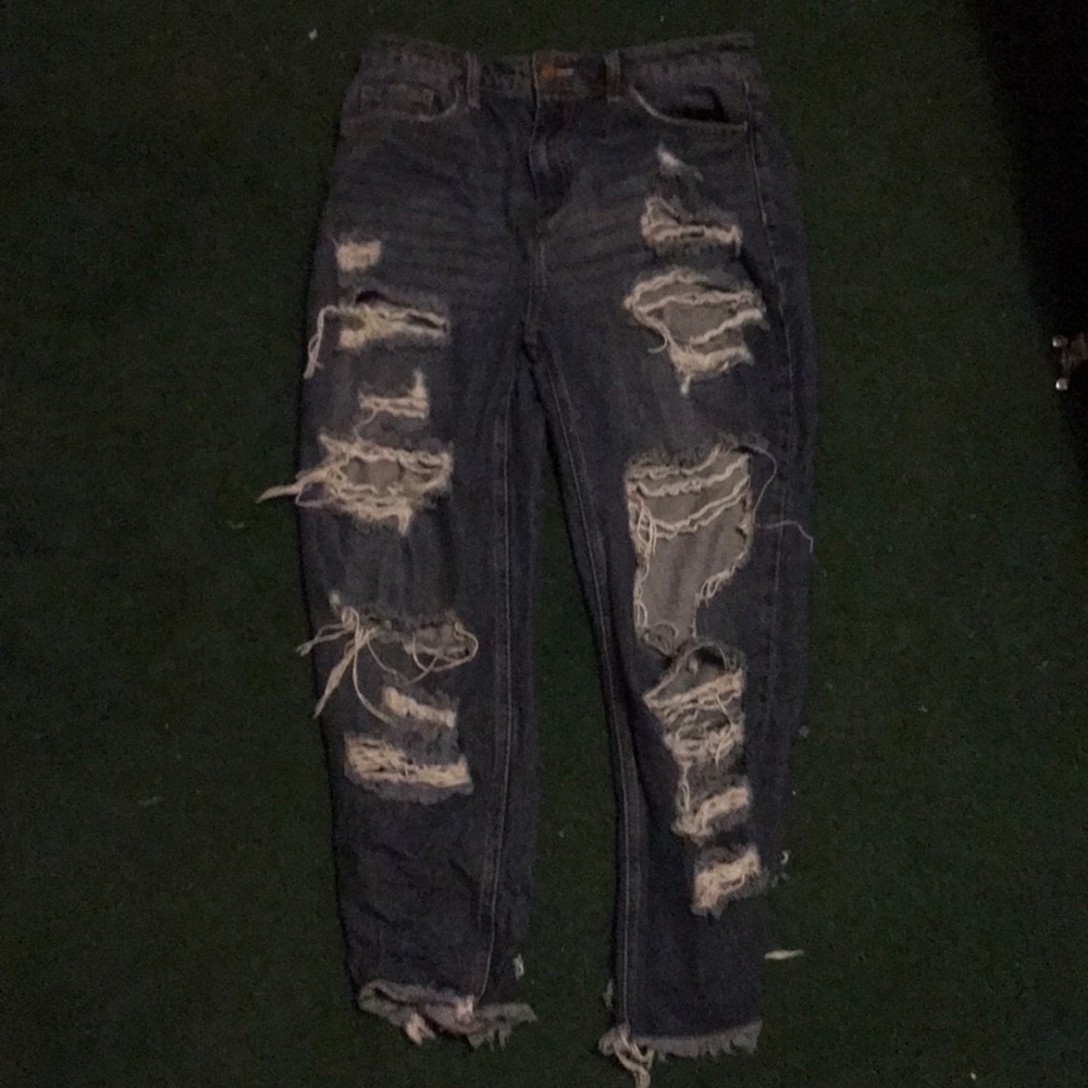 Dark wash ripped mom jeans from fashion nova